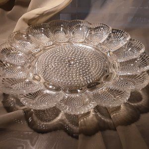 Vintage Indiana Glass Hobnail Deviled Egg Plate